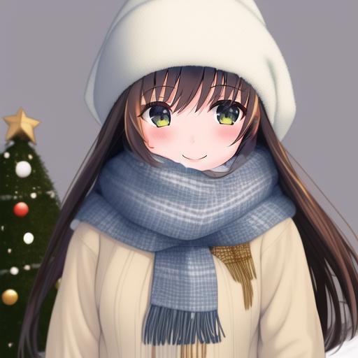 01777-3295807807-official high quality art, Christmas, 1girl, spruce, snow, smile, scarf, white hat, detailed.png